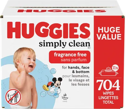 Showcases the large quantity of wipes available and highlights key product features like fragrance-free and multi-use functionality.