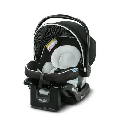Showcases the main product, an infant car seat, clearly against a white background to allow shoppers to see its design and features.