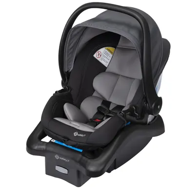 Showcases the main product, an infant car seat, clearly displaying its design and features.