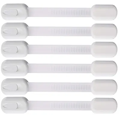 Showcases the product's simple design and quantity included in the package. Demonstrates that the package includes multiple child safety locks, emphasizing value for money.