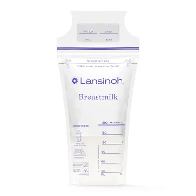 Shows the product clearly, highlighting its capacity and labeling features for storing breastmilk.