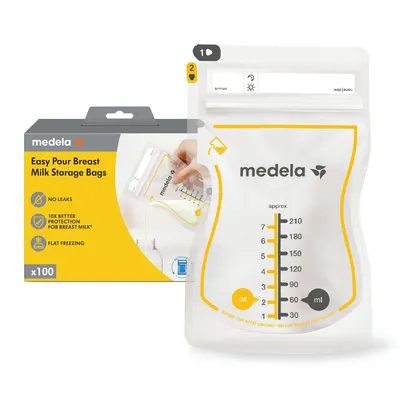 Showcases the product's design and features, highlighting its functionality for storing breast milk. Displays the product packaging to help customers identify the item in stores and understand…