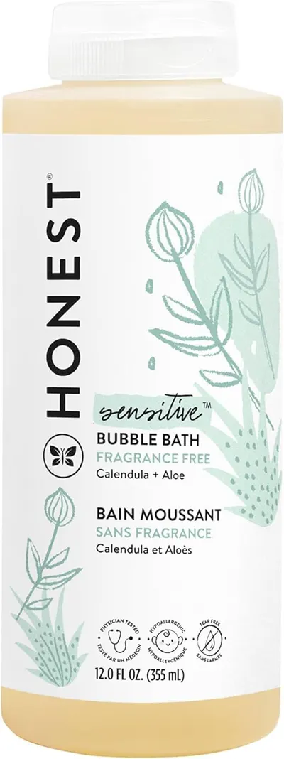 Showcases the product's gentle formula for sensitive skin, emphasizing its fragrance-free nature.