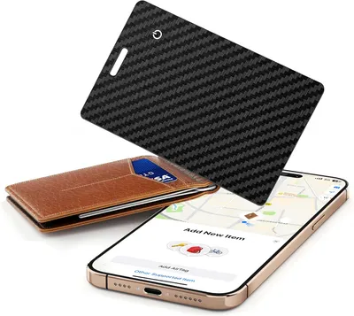 Showcases the product's sleek carbon fiber design and slim form factor, emphasizing its premium look and portability. Demonstrates how the product fits alongside a wallet, highlighting its compact…