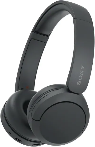 Showcases the sleek design and over-ear style of the Sony wireless headphones.