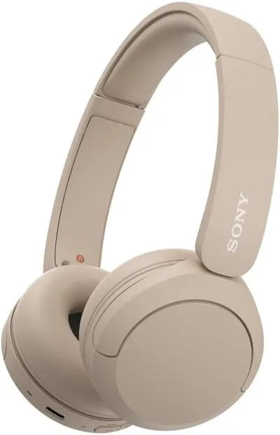 Showcases the sleek design and color of the Sony wireless headphones against a plain background.