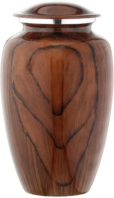 Showcases the elegant wood grain pattern and high-quality finish of the urn.