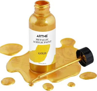 Showcases the product's vibrant gold color and metallic finish to attract artists and crafters.
