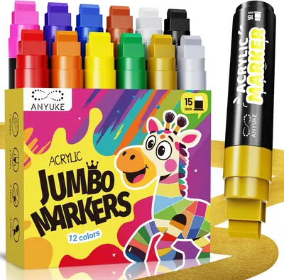 Main Images for 12 Colors Jumbo Acrylic Paint Markers
