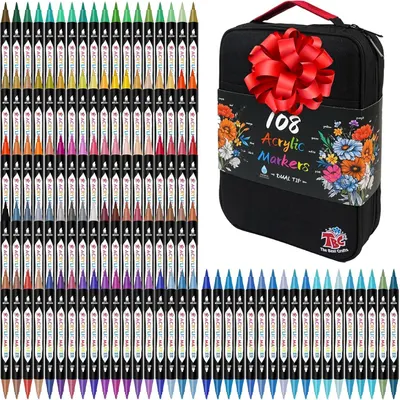 Main Images for TBC The Best Crafts 108 Colors Dual Tip Acrylic Paint Markers
