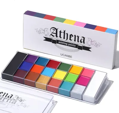Showcases the product packaging to highlight the brand and variety of colors included in the palette.