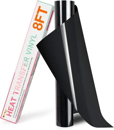 Shows the product clearly against a white background, allowing customers to see the size and form of the vinyl roll. Displays the product alongside its retail packaging to communicate brand identity…