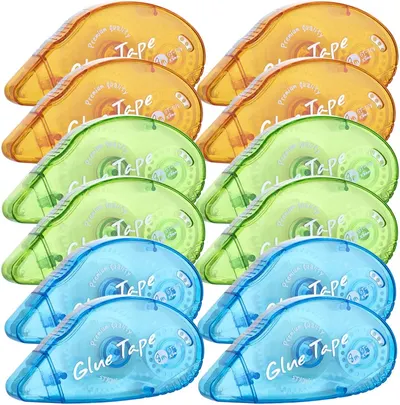 Shows the variety of colors available and the quantity of glue tape dispensers included in the package. Displays the different color options available for the glue tape dispensers, allowing…