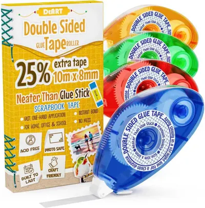 Showcases the variety of colors available and highlights the extra tape included in the package. Displays the product packaging with key features and instructions to inform potential buyers about…