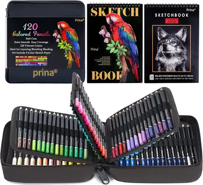 Main Images for PRINA Art Supplies 120 Colors Colored Pencils Set for Adults Coloring Books with…