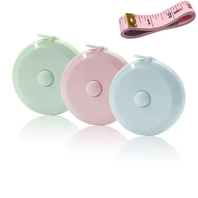 Showcases the product in multiple pastel colors to appeal to different preferences and highlight the measuring tape functionality. Displays multiple color options of the same product to show…