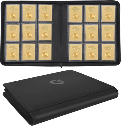 Showcases the product's capacity and organization features for storing collectible cards.
