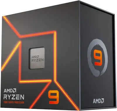 Showcases the retail packaging of the AMD Ryzen 9 processor, emphasizing the product's high-end status and brand identity.