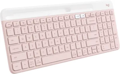 Showcases the complete keyboard design, highlighting its color and key layout to potential buyers.