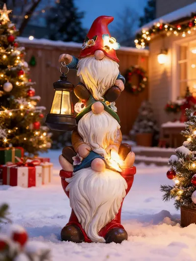 Showcases the product as a festive outdoor Christmas decoration, highlighting its ability to create a magical holiday atmosphere.