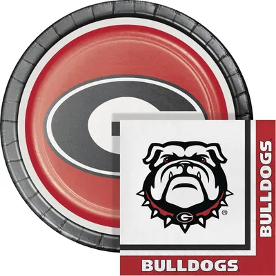 Shows the core product clearly - Georgia Bulldogs branded party plates with team colors and logo - to help shoppers quickly identify what they are purchasing.