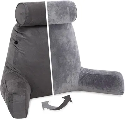Shows the product with a removable cover feature and adjustable armrests to communicate versatility and ease of maintenance.