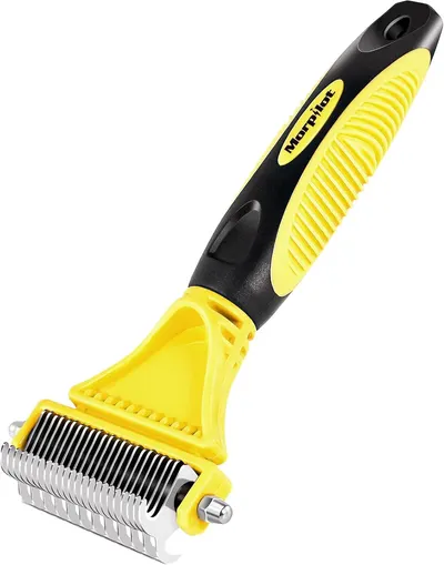 Displays the core product clearly on a white background to help shoppers identify the pet grooming tool and its key design features.
