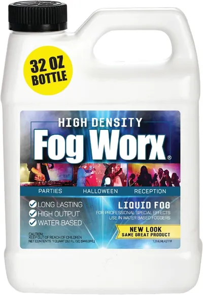 Shows the core product clearly against a white background to help shoppers identify the fog machine fluid being sold and its size.