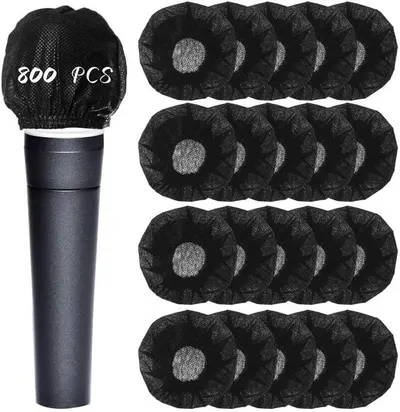 Shows the buyer exactly what is included in the purchase: one microphone cover and all 800 disposable sanitary covers, demonstrating the full value and quantity of the set.