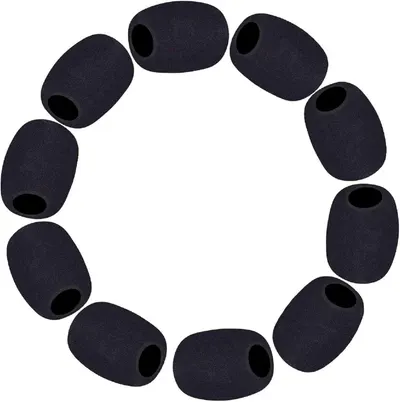 Shows buyers exactly what they will receive in the box by displaying all included foam windscreen covers arranged in a circular pattern.