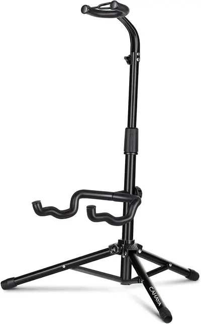 Displays the core product clearly on a white background to help shoppers quickly identify the guitar stand being sold.