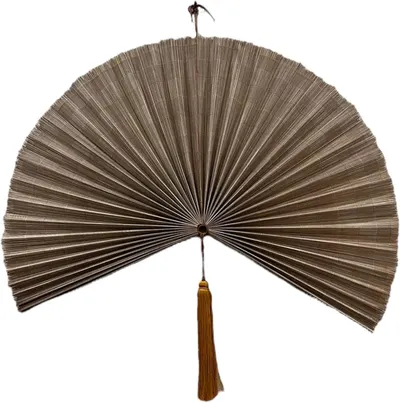 Displays the core product clearly on a white background to show the fan's full spread, material texture, and decorative tassel detail. Demonstrates the fan in its fully opened state to show how it…