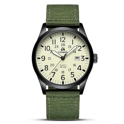 Displays the core product clearly on a clean white background to show the watch design, dial details, and military-style nylon strap for catalog browsing.