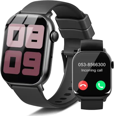 Demonstrates the smartwatch's ability to receive and manage incoming phone calls, showing the active call interface with answer and decline options to reassure shoppers of its communication…
