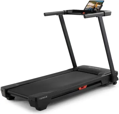 Shows the core sellable product, a treadmill with built-in screen, in a clean catalog-style presentation to help shoppers understand what they are purchasing. Uses a subtle drop shadow beneath the…