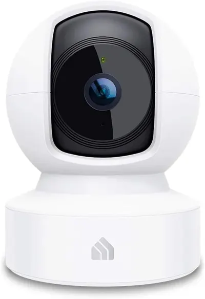 Displays the core product clearly on a white background to show the camera's design, lens quality, and pan-tilt capability for home security monitoring.