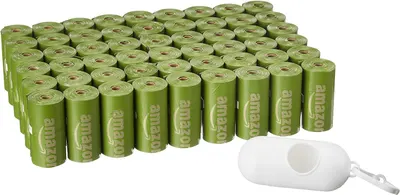 Shows the large quantity of dog waste bags included in the purchase, emphasizing value and long-lasting supply for pet owners. Highlights that a white bone-shaped dispenser is included with the…