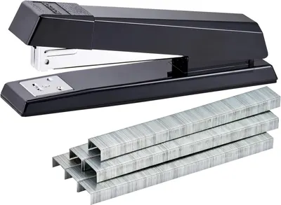 Shows the stapler as the main sellable product in a clean, catalog-style presentation to help shoppers clearly identify what they are purchasing. Demonstrates that the product comes with staple…