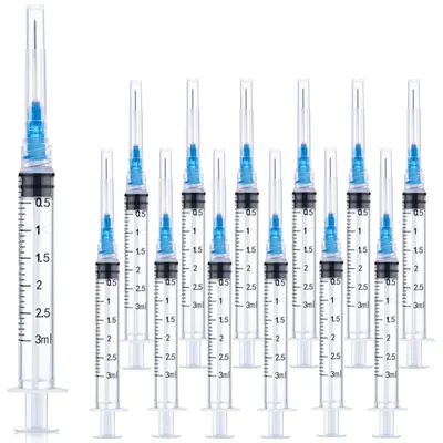 Shows the core product clearly - a set of medical syringes with measurement markings and blue safety caps, allowing shoppers to see exactly what they are purchasing.