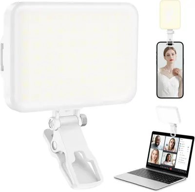 Shows the core sellable product, a clip-on LED light panel with adjustable mount, clearly displaying its design and form factor to help shoppers understand what they are purchasing. Demonstrates how…