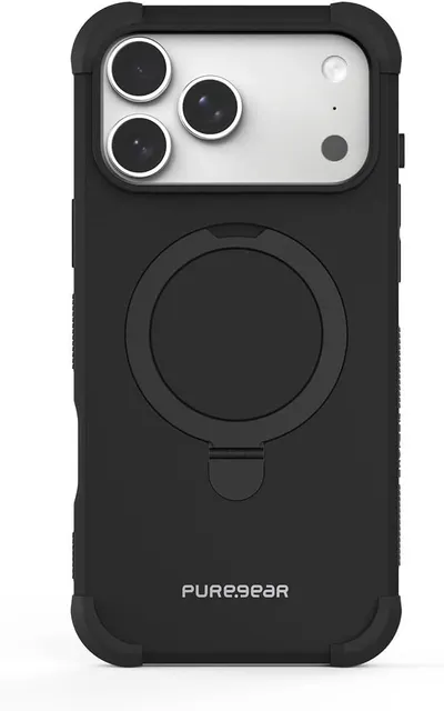 Displays the core product, a rugged phone case with camera cutouts and a built-in kickstand, showing shoppers exactly what they will receive.