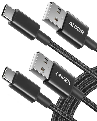 Shows the core product clearly—two Anker USB-C to USB-A charging cables with braided construction—to communicate quality, durability, and brand trust.