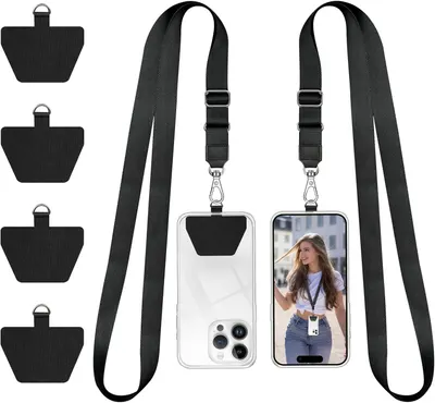 Shows the core product - a phone lanyard strap with attachment system - clearly displayed to help shoppers understand what they are purchasing and how it attaches to phones. Demonstrates that the…