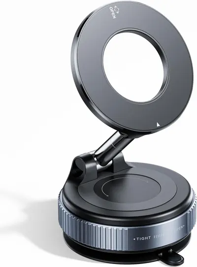 Shows the core product with its distinctive circular ring design and adjustable hinge mechanism to communicate its form factor and mounting flexibility. Demonstrates the product's adjustable hinge…