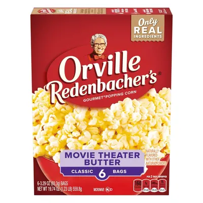 Shows the retail packaging to help shoppers identify the product on shelf and understand what they will receive, including flavor variant and quantity. Displays the actual popcorn product…