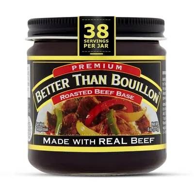 Displays the core product clearly on a white background to show shoppers exactly what they will receive, emphasizing the premium quality, real beef ingredients, and generous serving count.