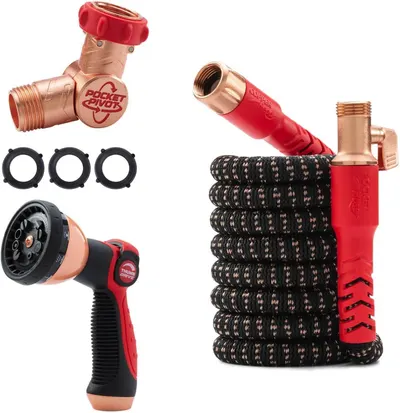 Pocket Hose 25 FT Copper Head Expandable Garden Hose with Pocket Pivot