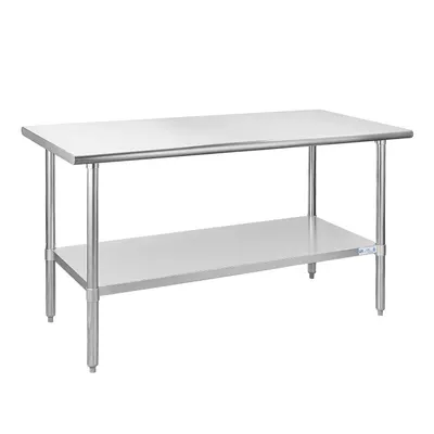 Displays the core product clearly on a white background to show the stainless steel construction, two-tier design, and overall dimensions for commercial or home kitchen use.