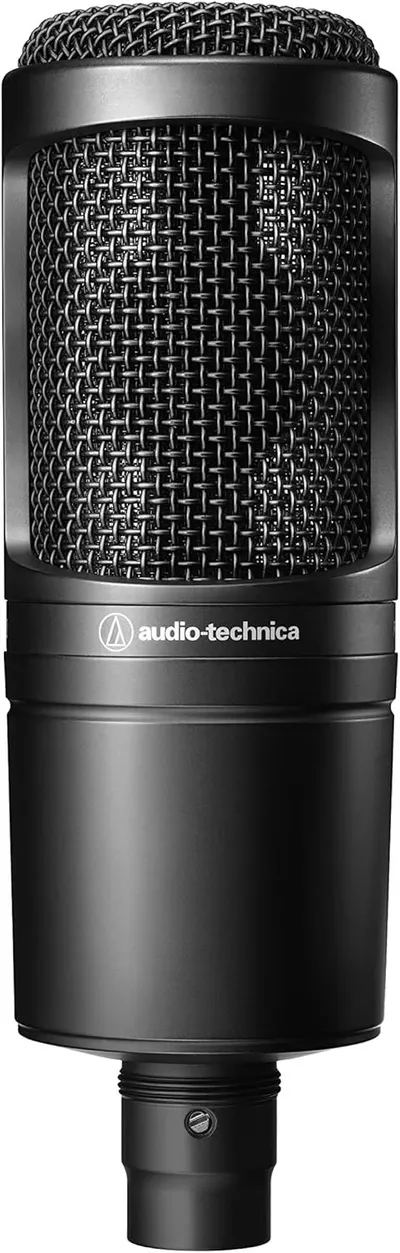 Displays the core product clearly on a white background to show the professional design and build quality of the Audio-Technica microphone.