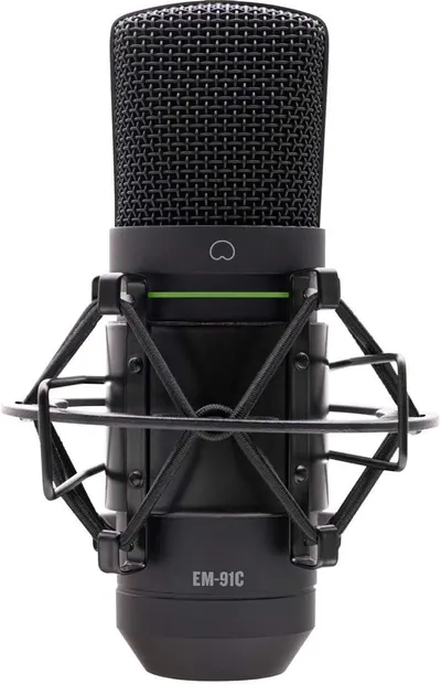 Displays the core product clearly on a white background to show the professional studio microphone with its mesh grille, shock mount suspension system, and model number, allowing shoppers to see the…